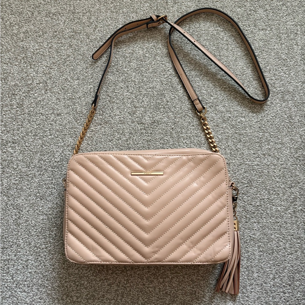 Aldo Nude Leather Crossbody Purse